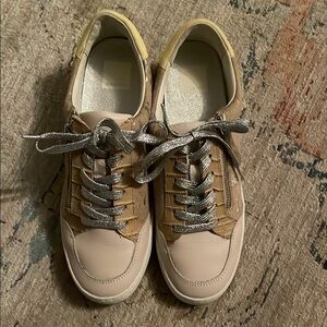 Stylish Beige and Silver Sneakers
